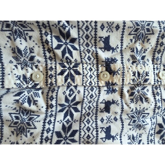 Lands End Womens Christmas Reindeer Blue White Flannel Button-Up Shirt 22W - Picture 6 of 8